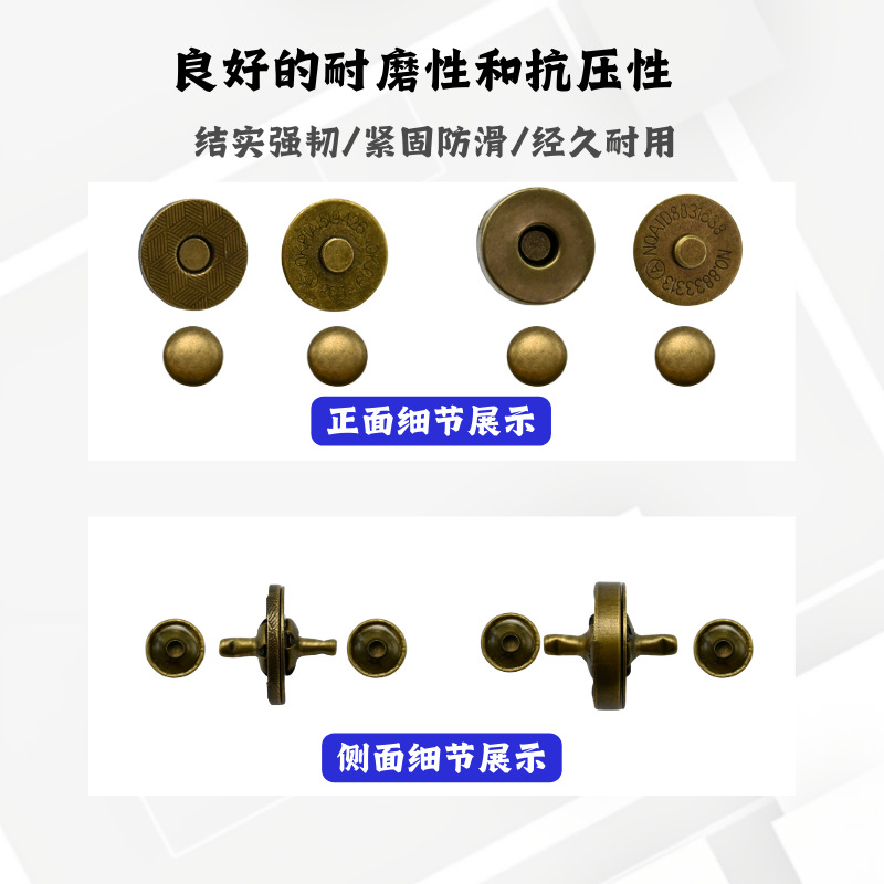 Double Rivet Magnetic Buckle Canvas Bag Box Hat Clothing Pet Apparel Buttons Bag Accessories Factory Direct Sale