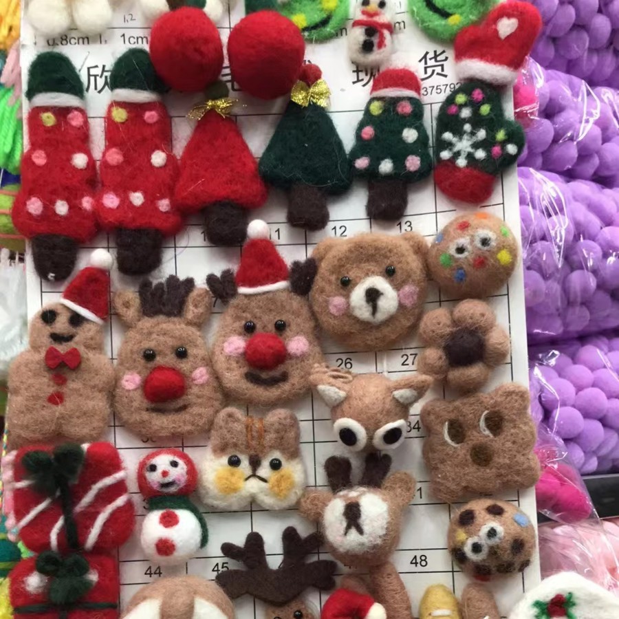 Cross Border Wool Felt Fawn Santa Claus Christmas Tree Decoration DIY Christmas Plush Decoration Handmade Small Pendant