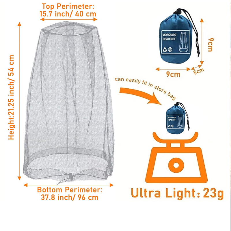 Temu Hot Selling Convenient Detachable Head Mesh Hat Outdoor Fishing Camping Style Adventure Mask Anti-Mosquito Veil Ready Stock