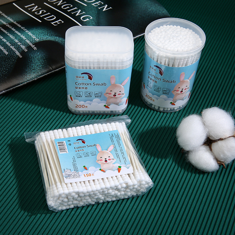 Snow Maiden Double-Headed Paper Stick Baby Cotton Swabs Disposable Ear Pick Baby-Safe Cleaning Cotton Swabs Spiral Ear Pick