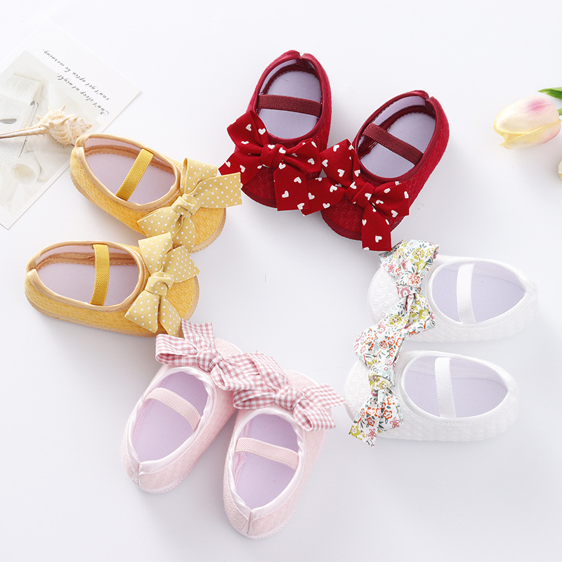 2022 new princess shoes 0-3-6-October baby shoes INS baby shoes bow single-layer shoes soft soled toddler shoes