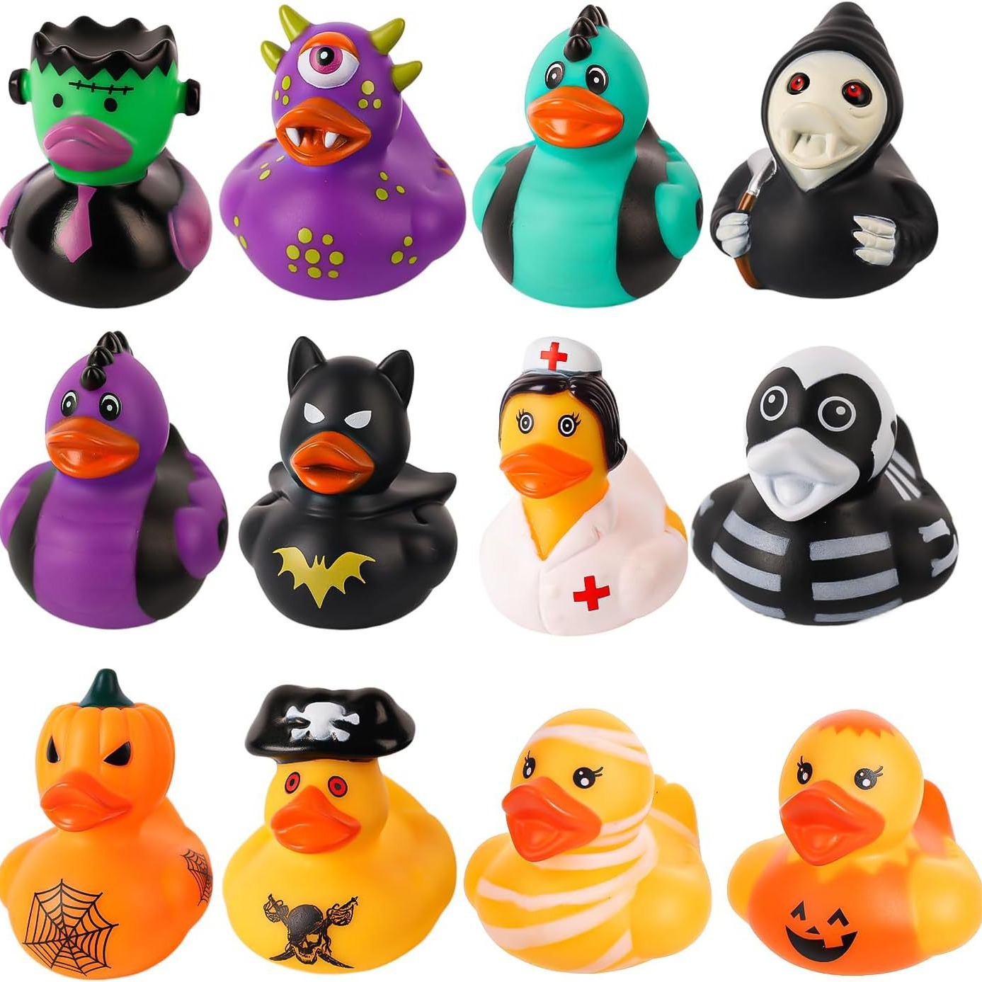 Cross-border New Vinyl 2-inch Halloween Duck Party Gift Squeaking Water Play Toy Duck Ghost Festival Little Yellow Duck