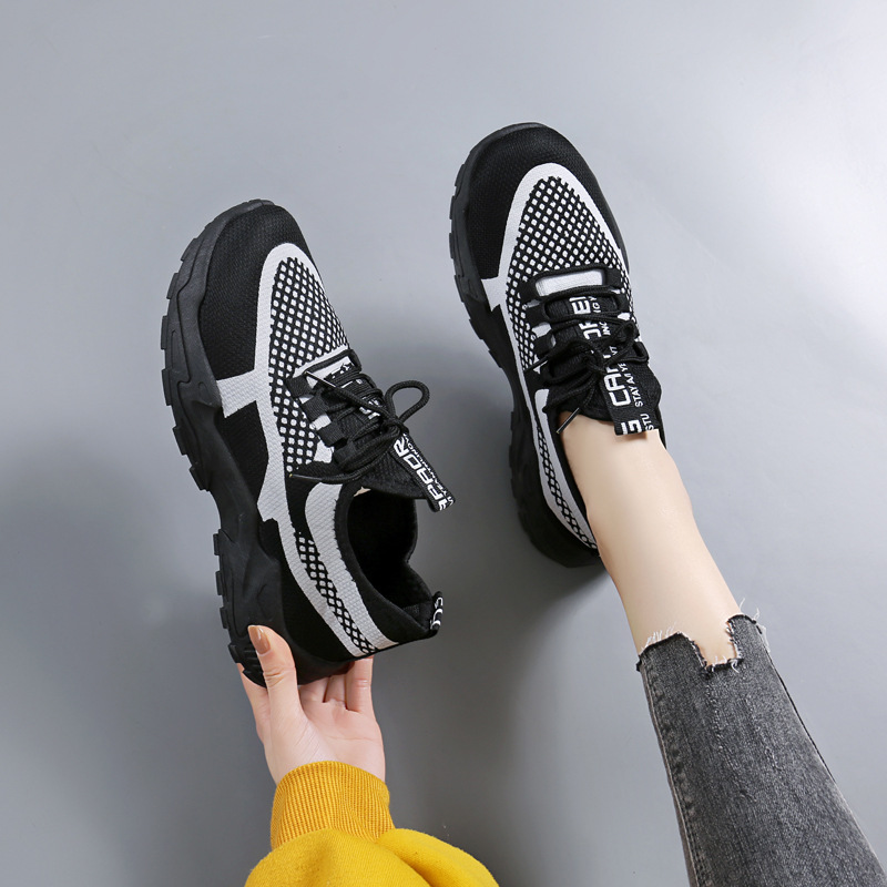 2024 New Dad Shoes Women's Summer Autumn Casual Shoes Women's Foot Revealing Small Leather Lightweight Running Thick-Soled Sports Shoes