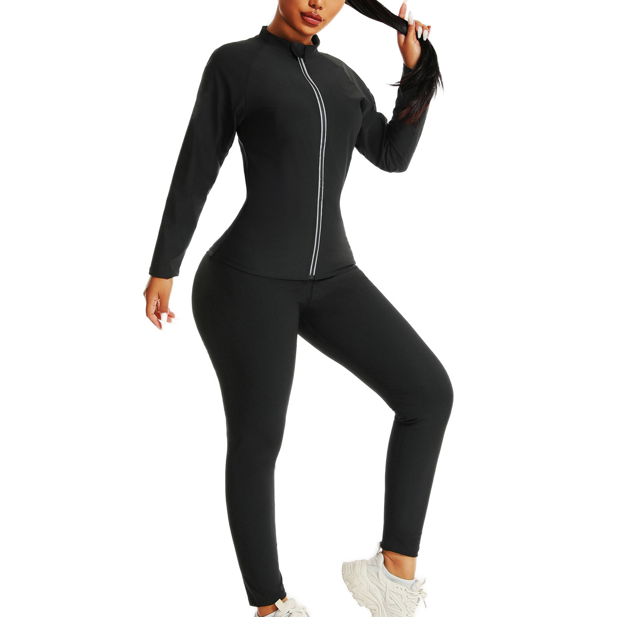 Cross-Border European and American Women's Sauna Clothing, Abdominal Control Yoga Sweat Clothing, Large Size Waist Shaping Sports Fitness Corset Body Shaping Clothing Set