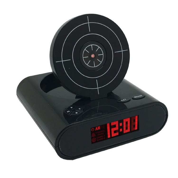 Creative Novelty Shooting Toy Lazy Wake Up Alarm Clock Multifunctional Target Alarm Clock Infrared Sensor Digital Clock