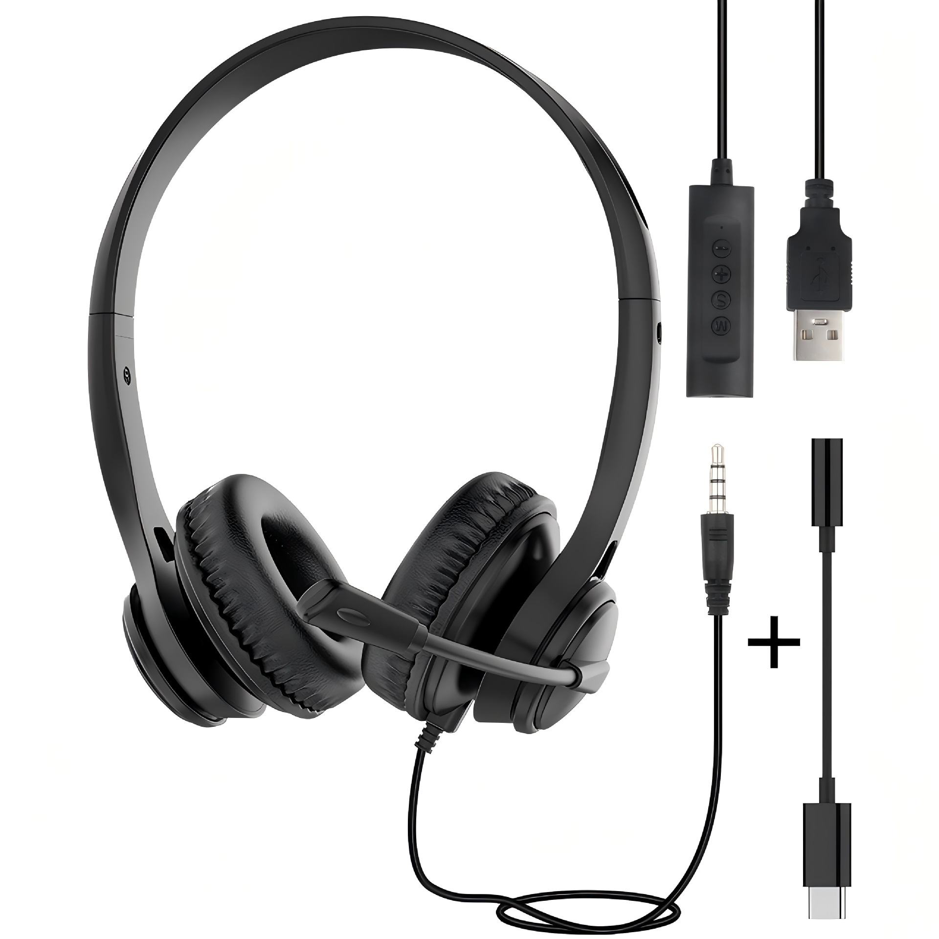 Popular Cross-Border USB Computer Headset Online Class Listening Noise Reduction 3.5 Interface Headset Business Call Headset