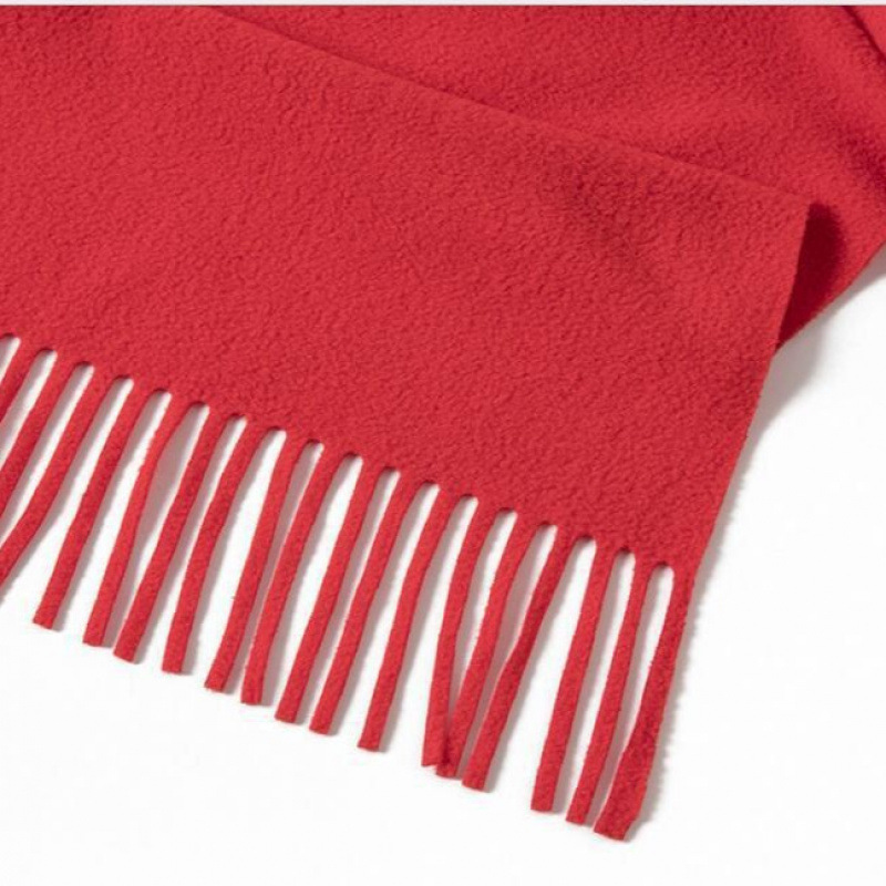 Red Scarf Chinese Red Custom Printed Logo Mulberry Silk Short Beard Scarf Corporate Event Class Reunion Printed Embroider