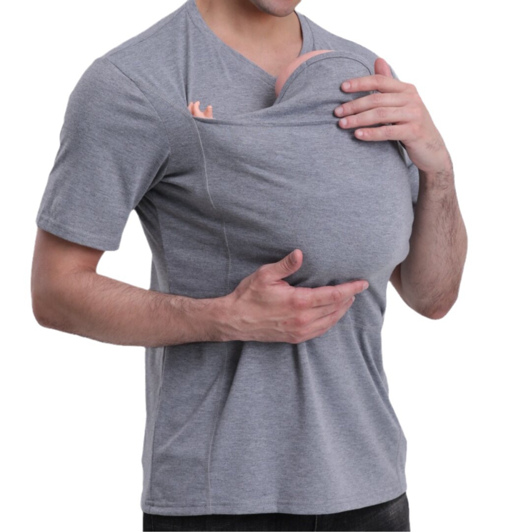 European and American Amazon Pure Cotton Thickeneded New Version High Quality Kangaroo Dad Kangaroo Mom Multifunctional T-Shirt Long Sleeve Style