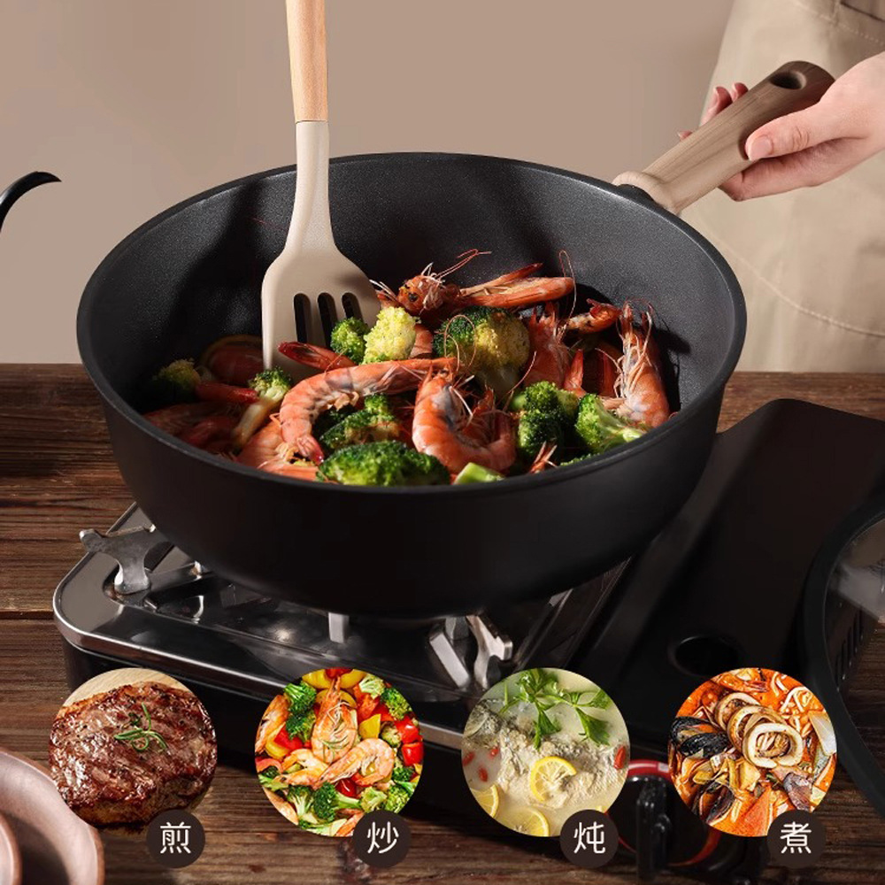 Cross-Border Titanium Non-Stick Frying Pan Frying Pan Household Cooking Induction Cooker Gas Stove Titanium Pan Lightweight Non-Stick Frying Pan