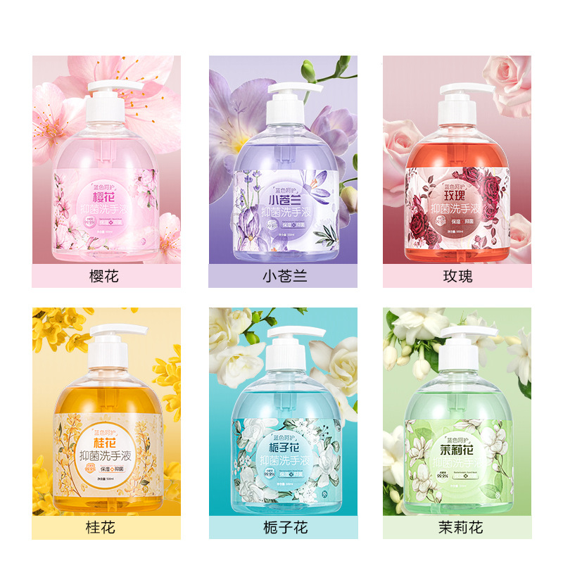 Blue Care Floral Antibacterial Hand Cleanser 500ml Household Perfume Grade Fragrance Cleansing Gentle Moisturizing Spot