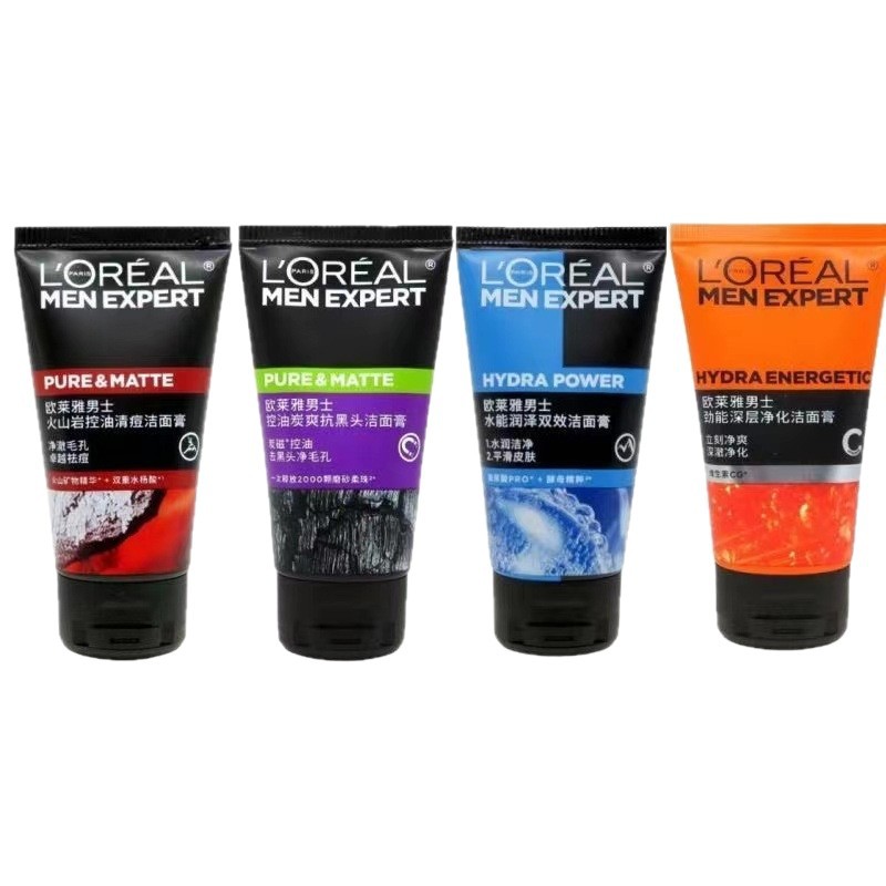 L 'Oré al Men's Cleansing Cream 50Ml Small Sample Cost-Effective Water Can Go Blackhead and Shrink Pores Cleaning Facial Cleanser Wholesale