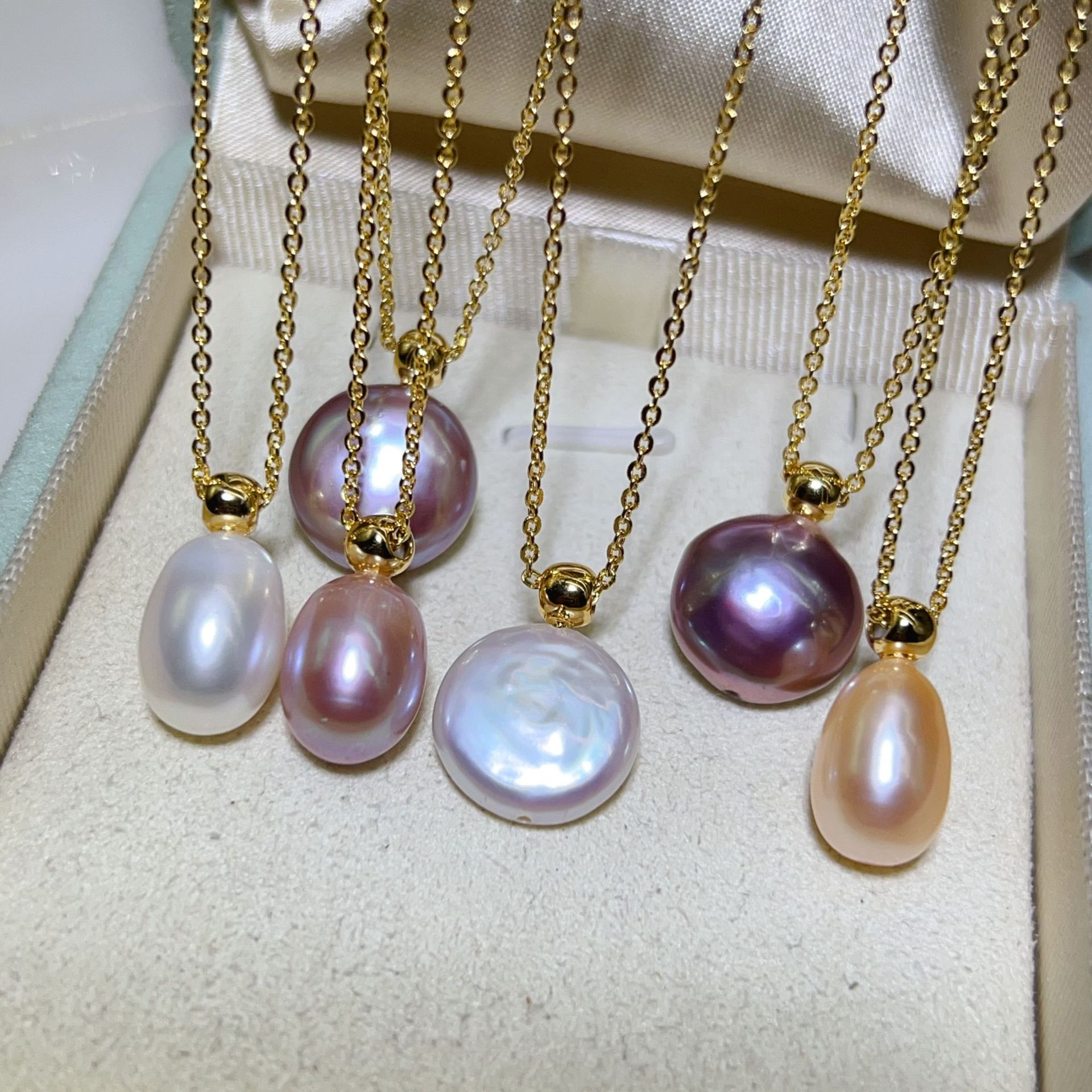 Женское ожерелье из настоящего пресноводного жемчуга в французском стиле 18K Gold Ins элегантная цепочка для ключицы Draisable