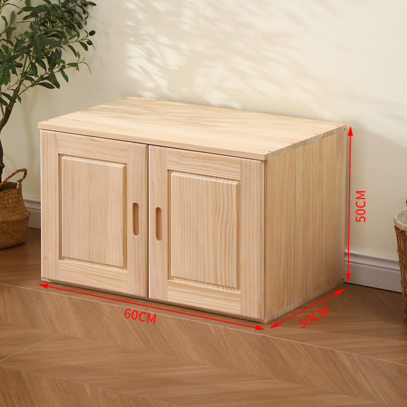 Solid Wood Wardrobe Set with Top Cabinet, Eco-Friendly Pine Simple Large-Capacity Bedroom Storage Cabinet with 2 Doors or 3 Doors Top Box Cabinet