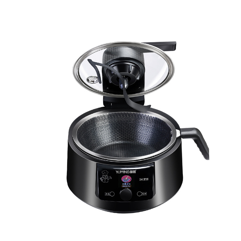 Yuming Intelligent Fully Automatic 0 Oil Smoke Cooking Machine Ih Heating 4L Non-Stick Pot Home Cooking Machine Gift Wholesale