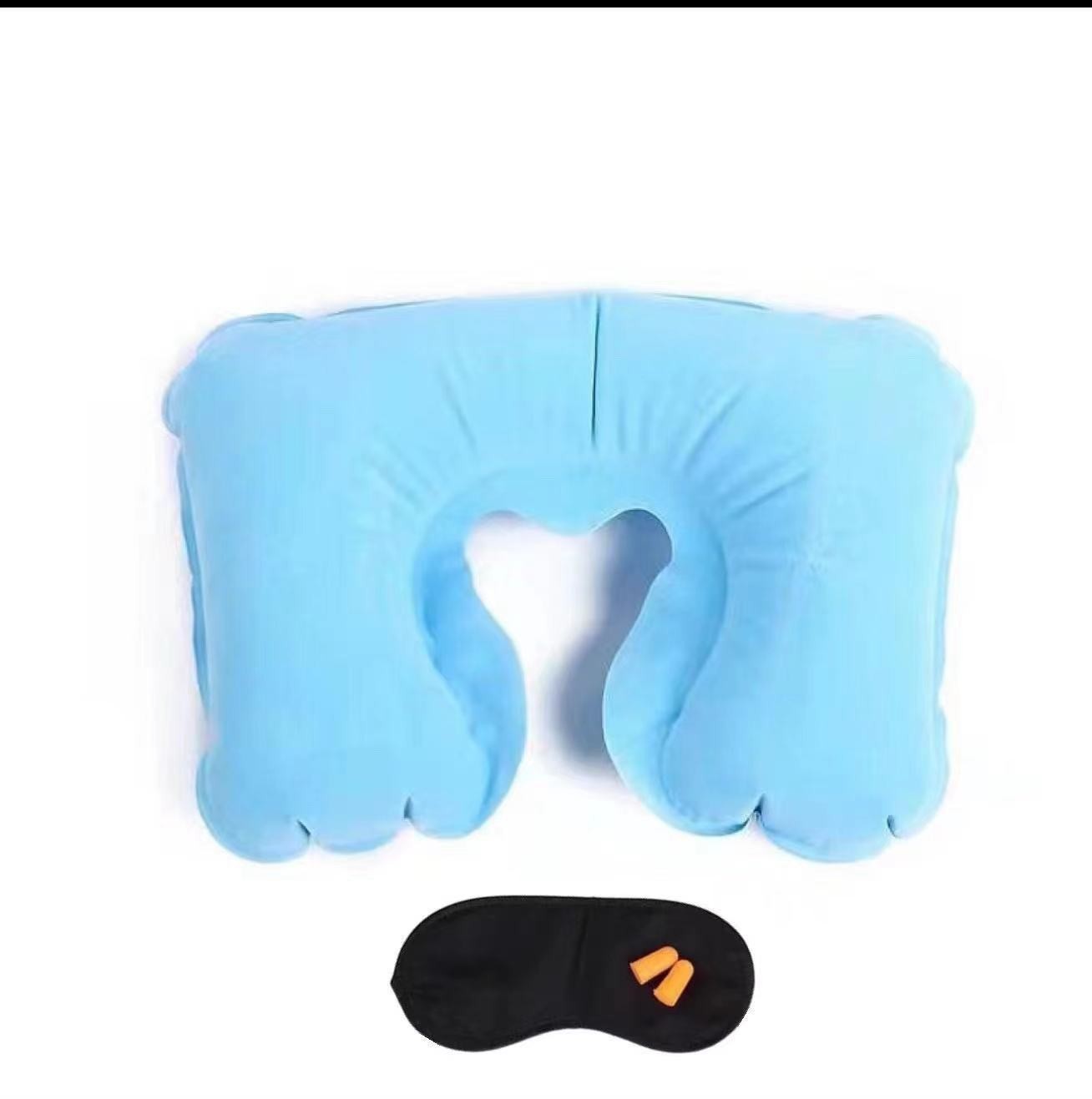 Pvc Flocking U-Shaped Pillow Inflatable Travel Pillow Nap Neck Pillow Advertising Promotion Gifts