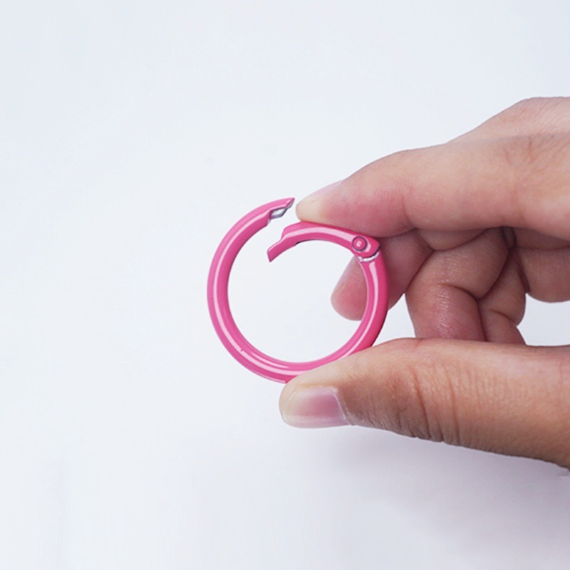 Colorful Spring Ring Zinc Alloy Spray Paint Baked Paint Ring Keychain Open Ring Handmade Accessories Bag Buckle Wholesale