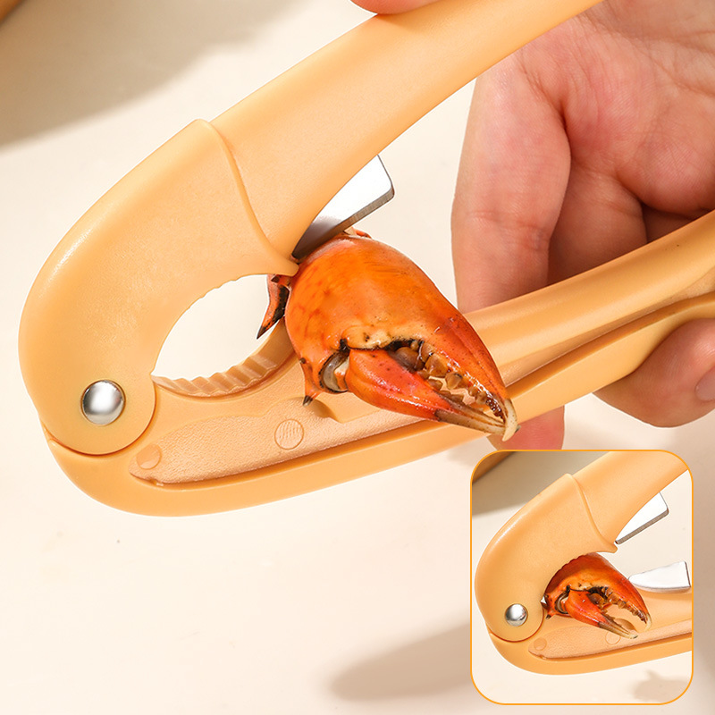 Sanrui Crab Eating Tool Three-Piece Set 304 Crab Forks for Hairy Crabs, Crab Disassembly Tools, Crab Peeling Scissors with Plate Included