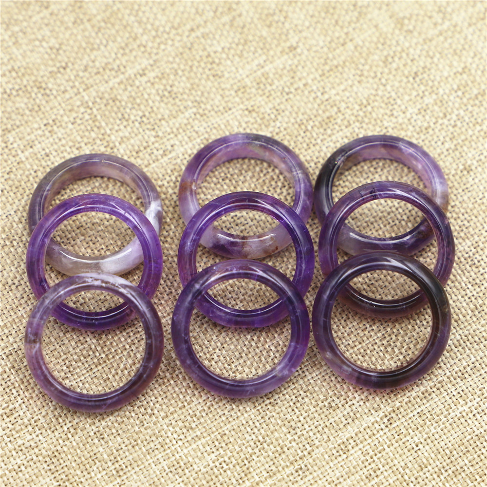 Foreign trade hot Amazon AliExpress wish explosions natural stone amethyst ring width 6MM 17# 18#