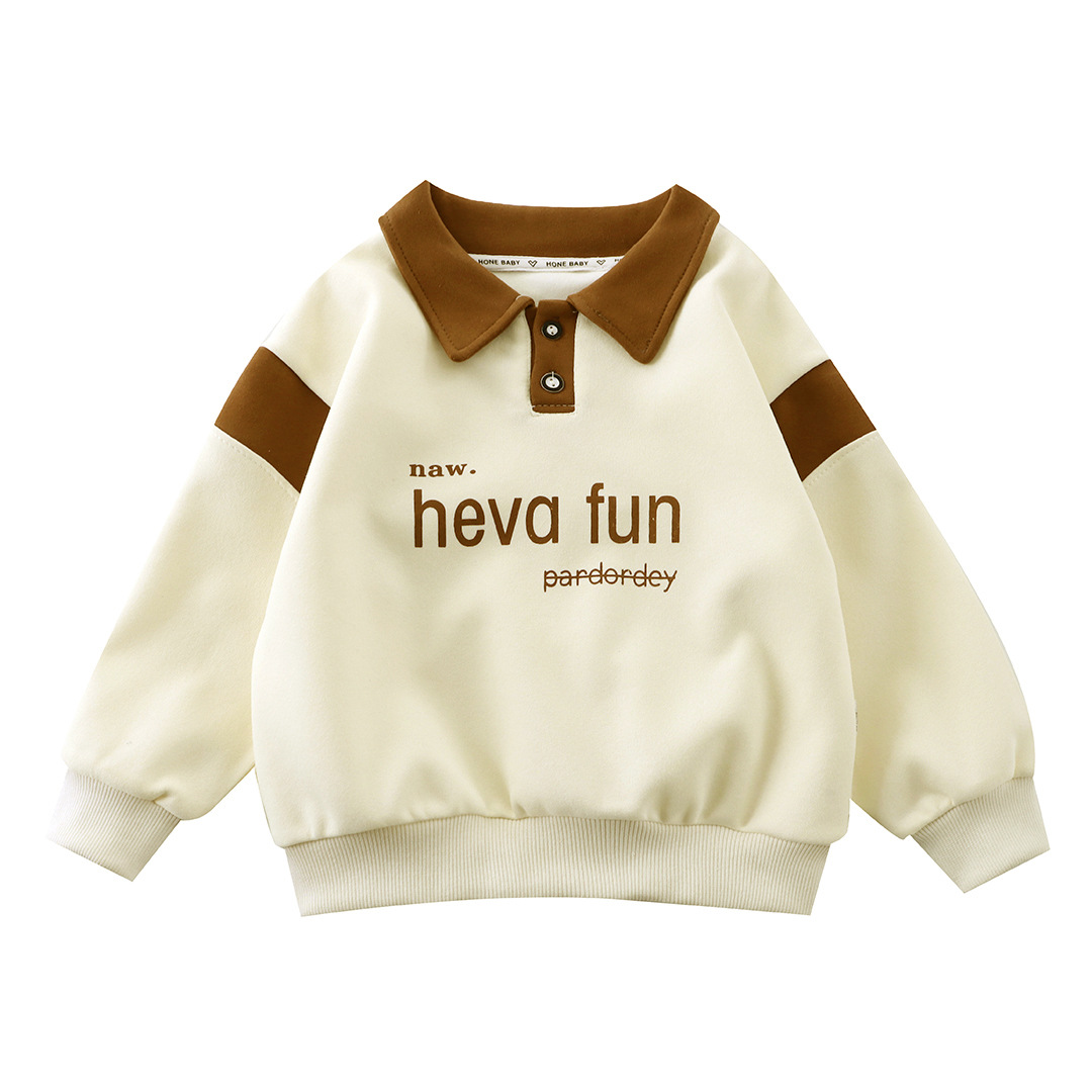 Boys' Korean version of sweater new lapel polo shirt children's spring and autumn loose long sleeve shirt children's casual top wholesale