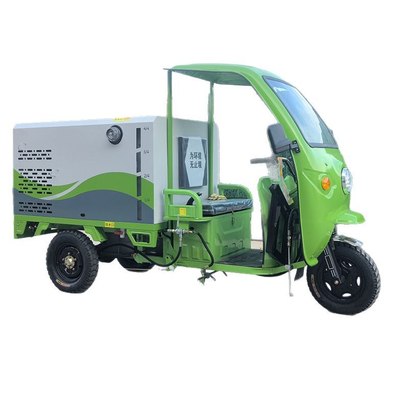 Electric Three-Wheel High-Pressure Cleaning Truck, Multi-Functional Road Washing Truck, 500L Sprinkler Hedging Integrated Cleaning Truck