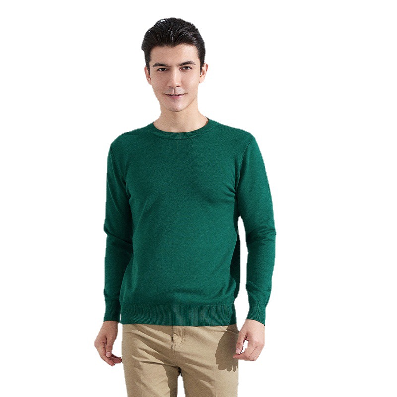 Autumn and Winter Men's Round Neck Loose Thickeneded Pullover Knitwear Pure Color Long-Sleeved Short Business Base Warm Knitwear