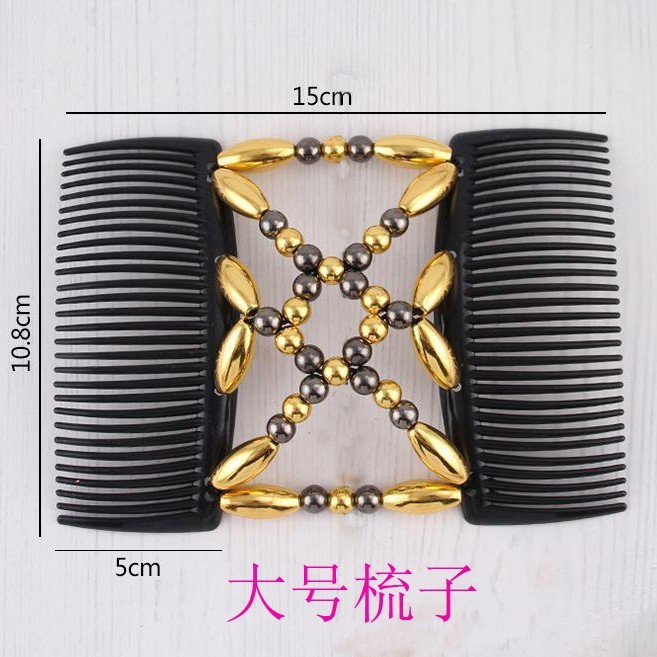 Large Handmade Beaded Elastic Versatile Magic Hair Comb Flower Headdress Double Row Comb Hair Ball Hair Comb Cross-Border