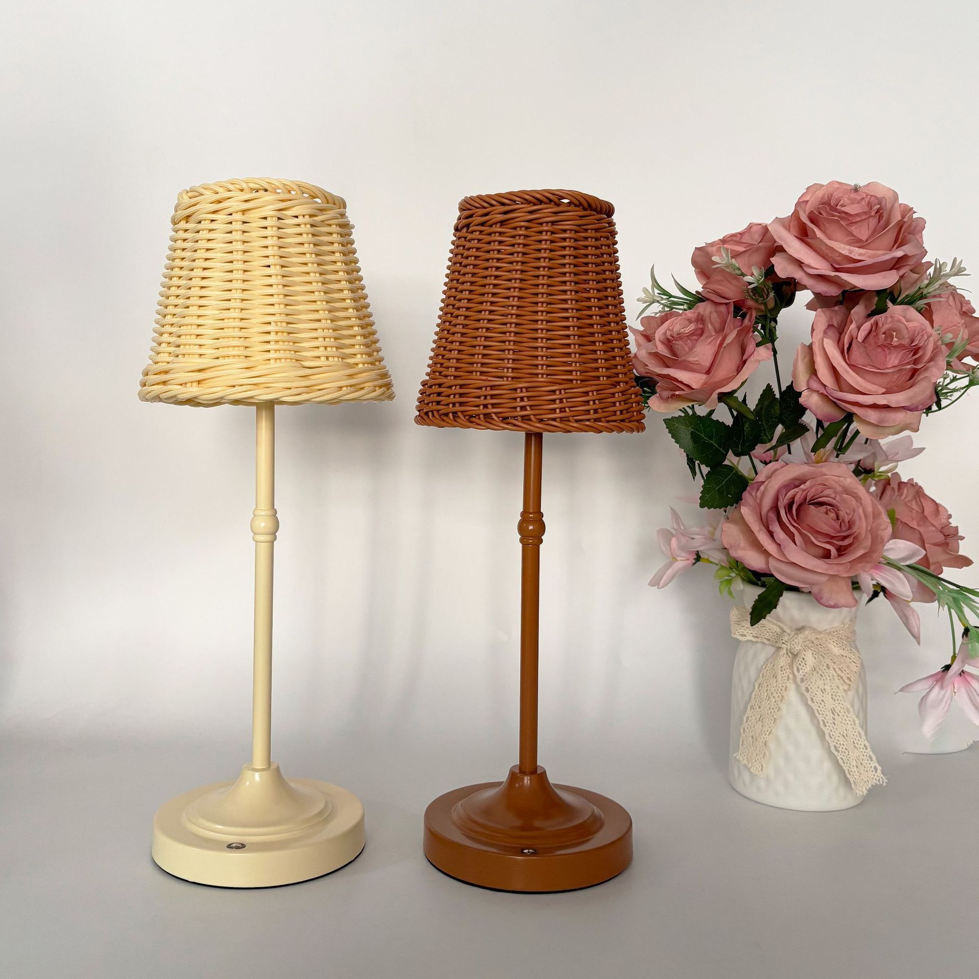Amazon USB Rechargeable Table Lamp Retro Rattan Atmosphere Table Lamp Southeast Asian Style Tatami Living Room Bedroom Led