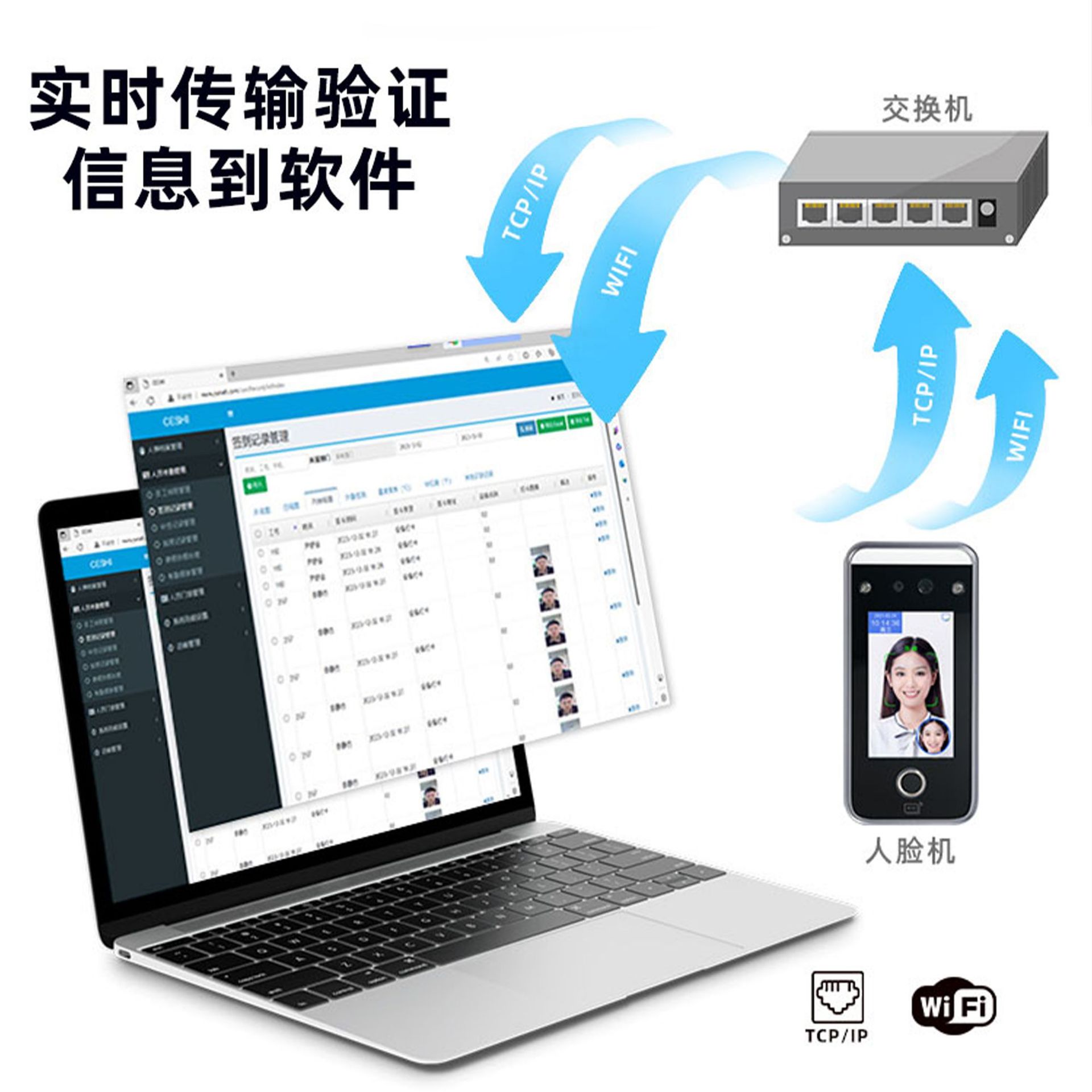 Factory direct supply M106 dynamic face access control brush face recognition access control attendance system fingerprint attendance punch machine