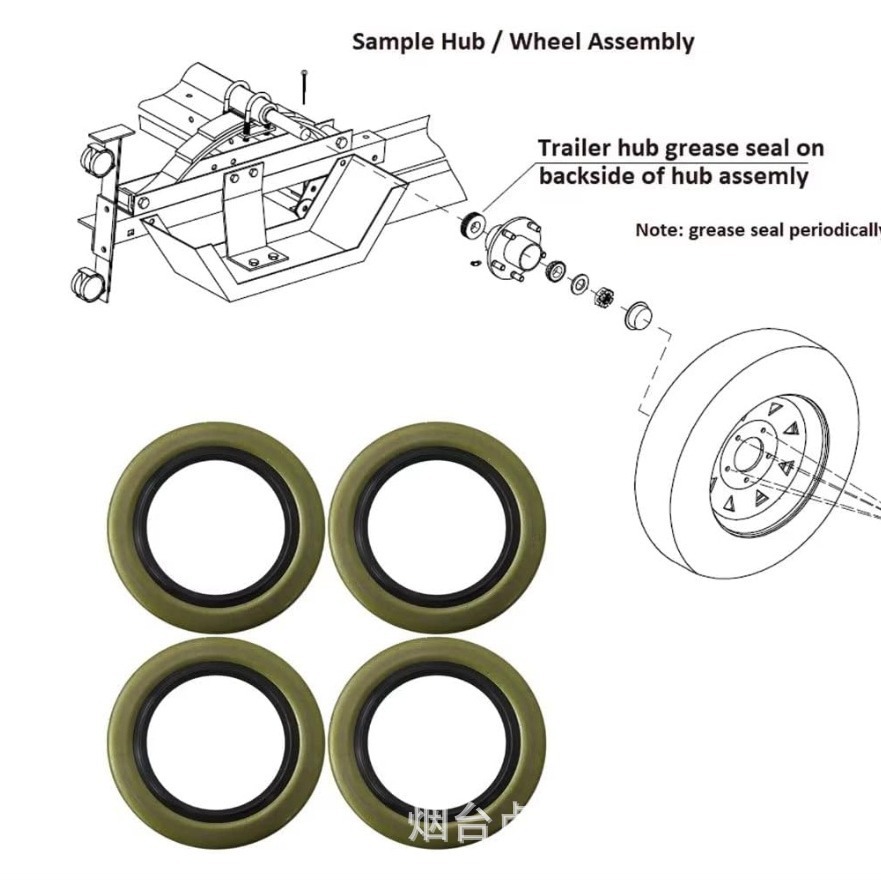 4pcs 5200-7000lbs Trailer Axle 2.250*3.371 Grease Double Lip Seals 22333TB