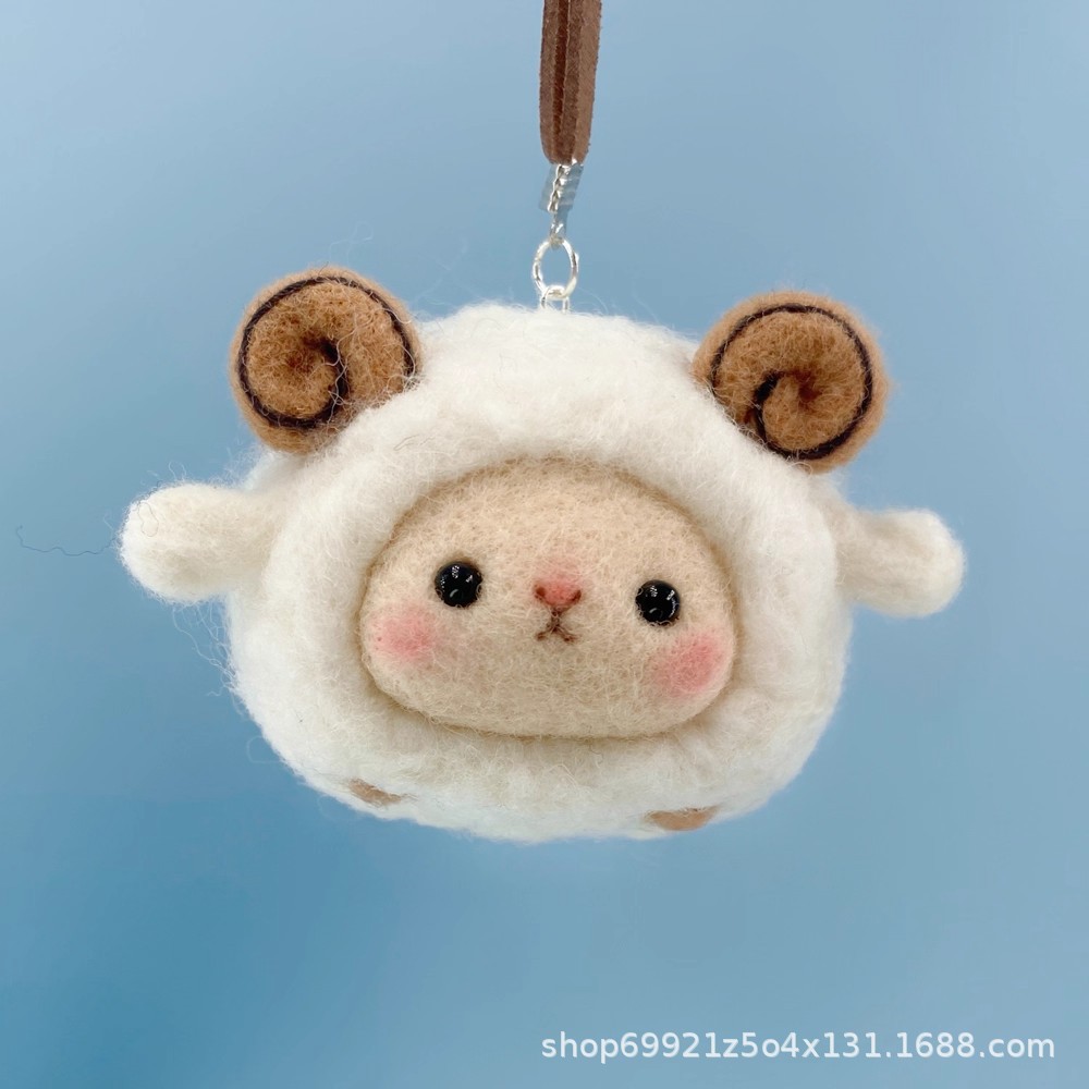 Wool Felt Poke Fun Material Package DIY Handmade Self-Made Doll Little Sheep Couple Gift Pendant Car Pendant
