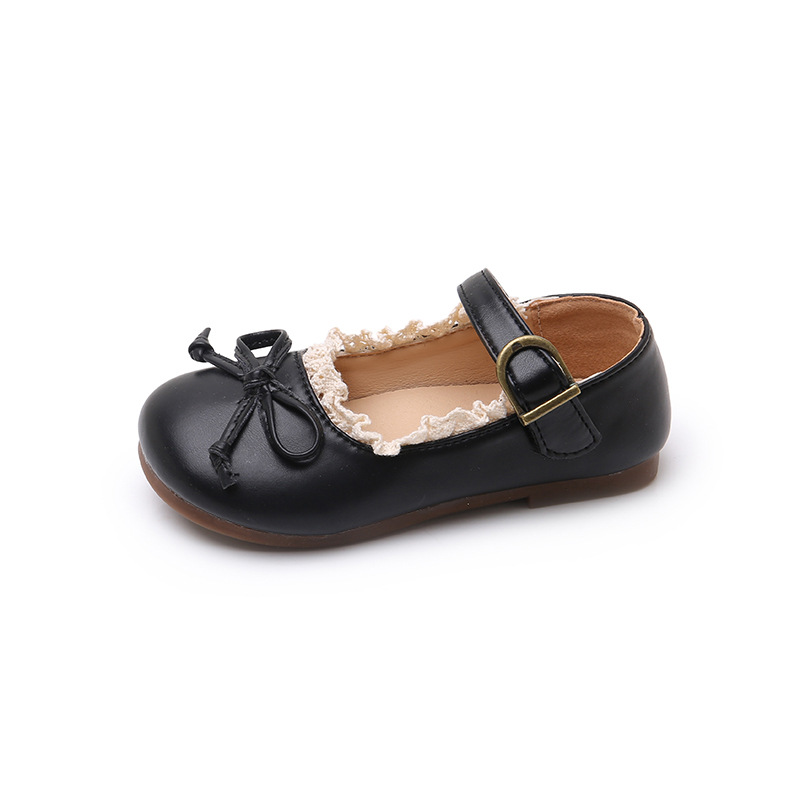Baby Girl Flats 2025 Spring and Autumn New Style Girls' Bow Performance Shoes Children's Lace-Up Small Leather Shoes Casual Versatile