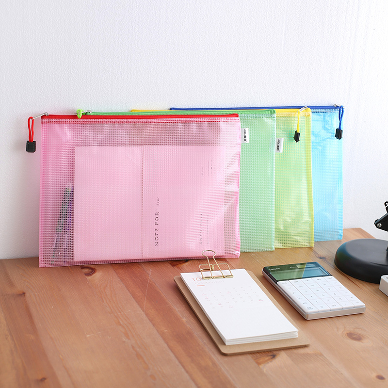 A4 File Bag Zipper Transparent Bag Waterproof Information Bag Folder File Bag Primary School Student Zipper Bag Stationery Bag
