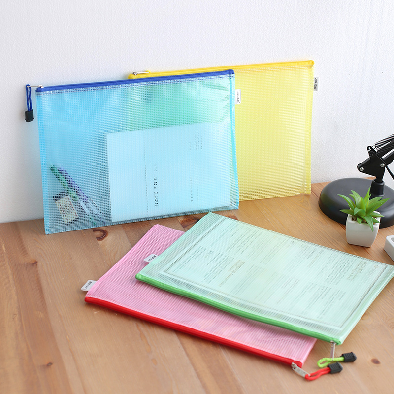 A4 File Bag Zipper Transparent Bag Waterproof Information Bag Folder File Bag Primary School Student Zipper Bag Stationery Bag