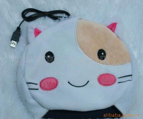 Подставка для мыши с подогревом в виде мультяшного кота, мягкая