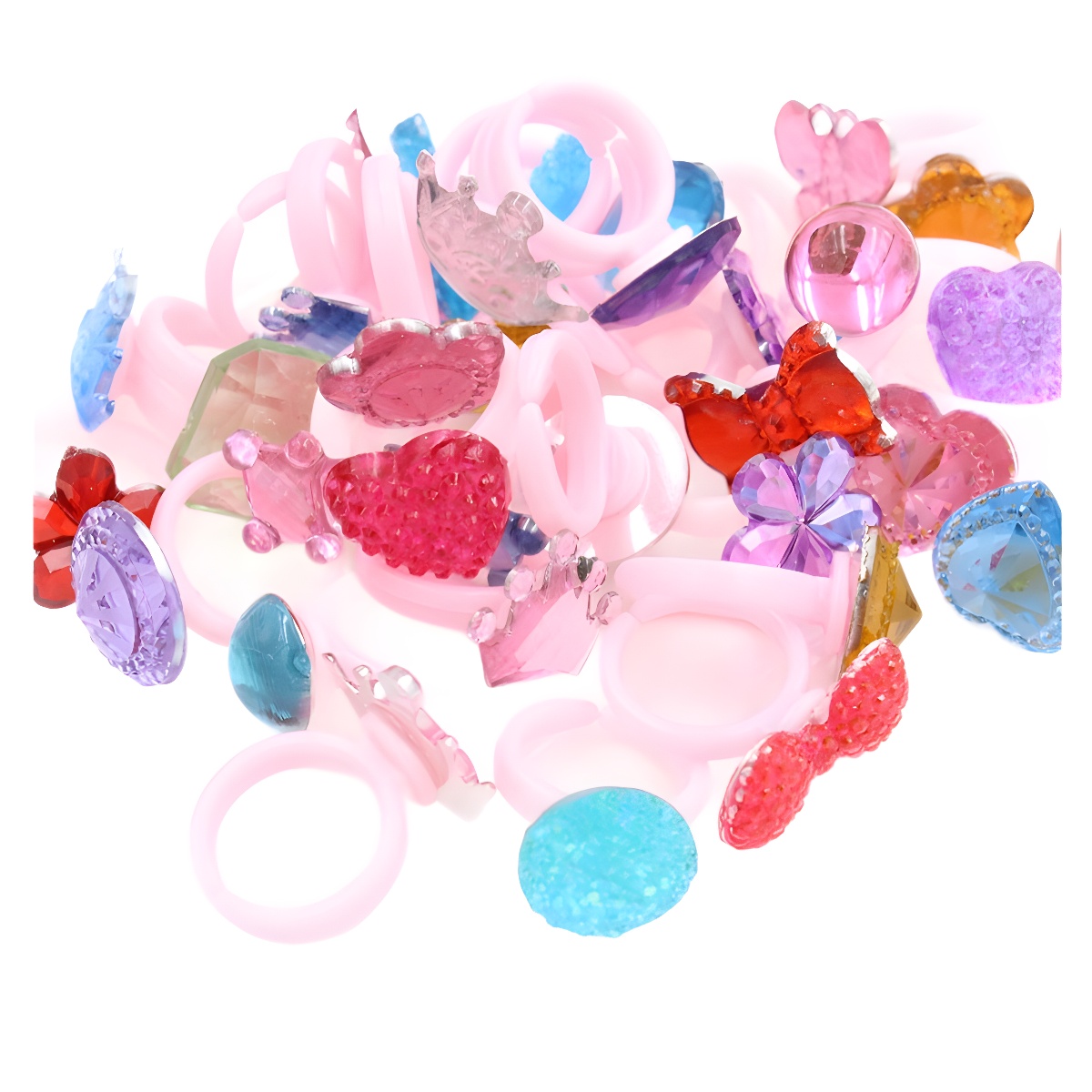 Детское кольцо, милое, мультяшное, многоцветное, пластиковое, прозрачное, смола, призы для детского сада, смешанная партия от производителей