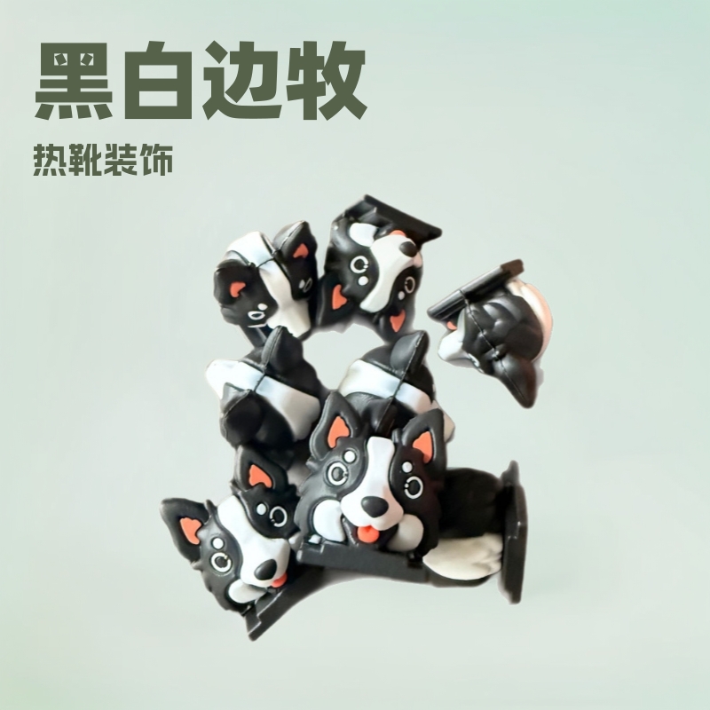 Декоративная кукла Border Collie для горячего башмака цифровой камеры черно-белая, мультяшный элемент декора для камеры