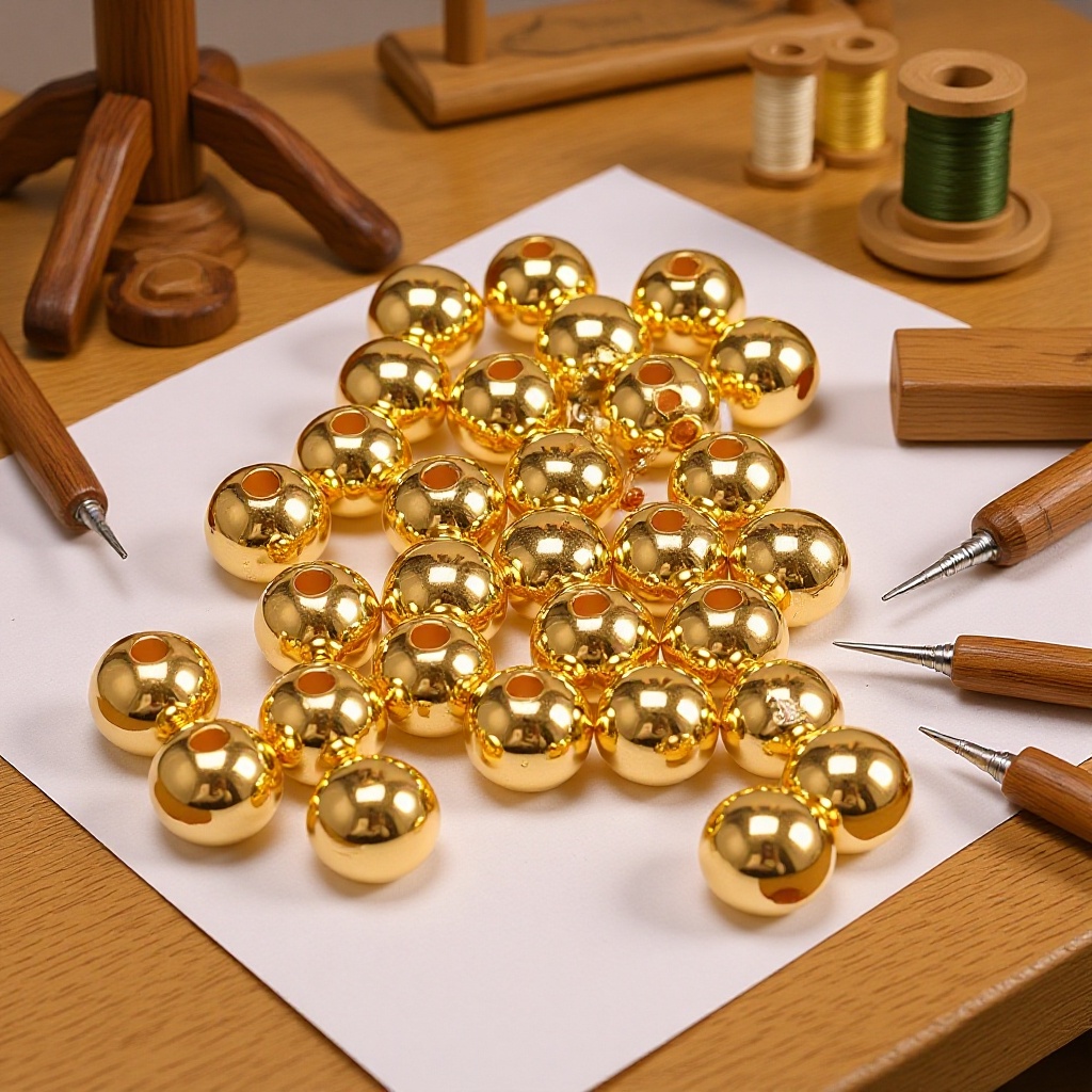 18K Gold Bead Accessories Au750 Color Gold 4-5mm DIY Bracelet Necklace Pendant Ancient Bright Surface Positioning Beads Wholesale