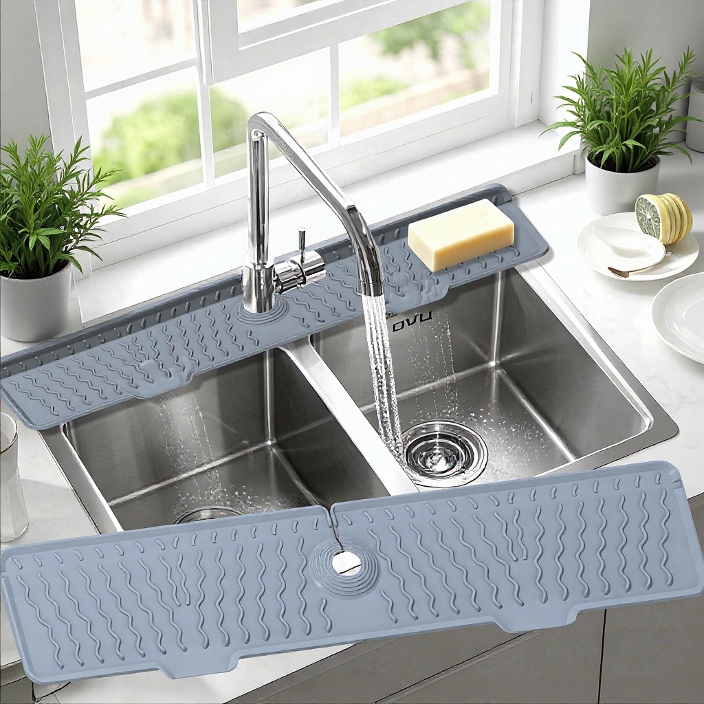 Популярный волнообразный коврик для слива крана, наклон 5 градусов, противоскользящий, противоразбрызгивающий, для раковин на кухне и в ванной