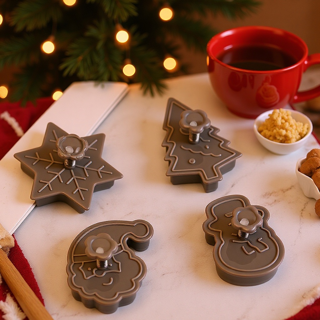 Пластиковая 3D форма для рождественского печенья, креативная форма, 4 предмета, кухонные инструменты для выпечки