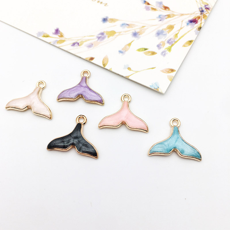 DIY Japanese Jewelry Accessories K Gold Oil Dropping Alloy Small Pendant Bracelet Necklace Pendant Stellar Hippocampus Leaves