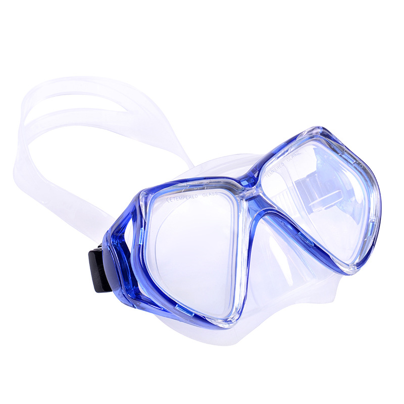 Large frame liquid silicone diving goggles 4mm thick tempered glass snorkeling mask for adults