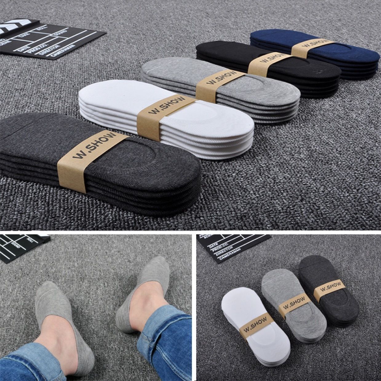 Men's socks socks breathable sweat-absorbent solid color men's boat Socks summer low-top low-cut invisible socks thin men's socks Cotton