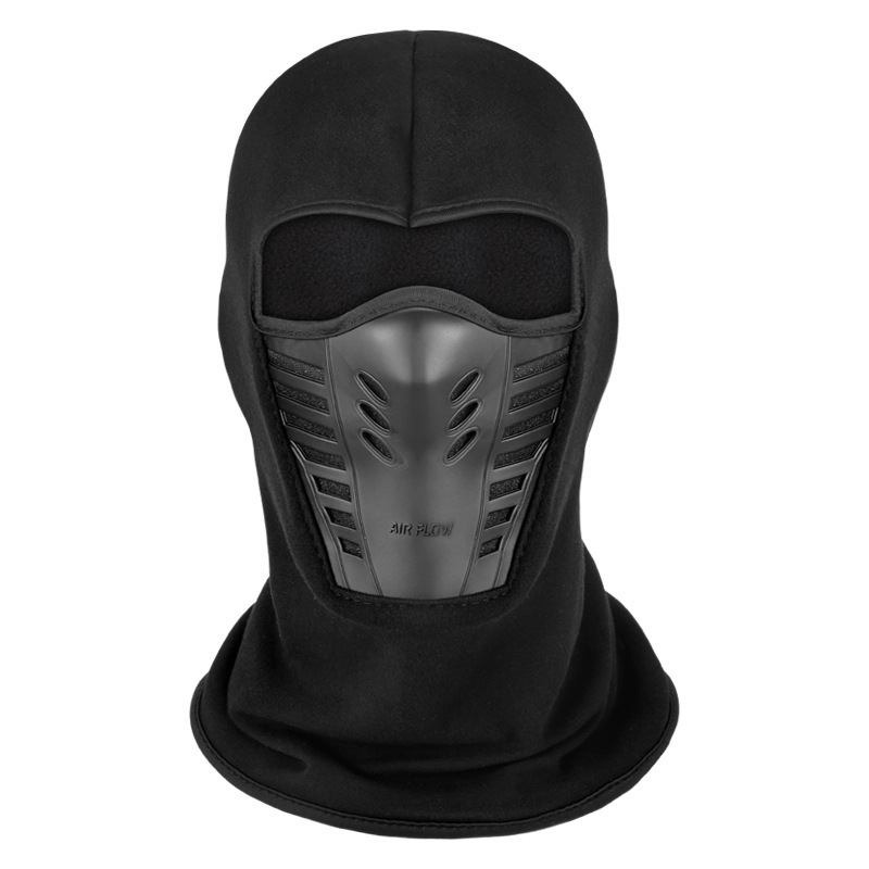 Winter outdoor riding masked cap leather mouth thickened fleece cap scarf face protection warm windproof hat headgear mask