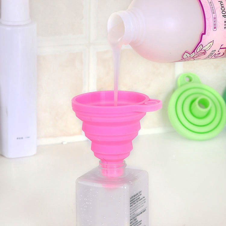Household Foldable Telescopic Funnel Kitchen Split Oil Leakage Candy Color High Temperature Resistant Long Neck Funnel