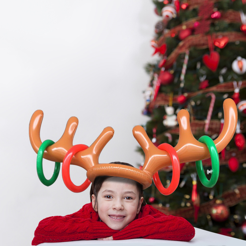 Spot Amazon Inflatable Antler Headgear Elk Inflatable Ring Christmas Throwing Party Interactive Toy