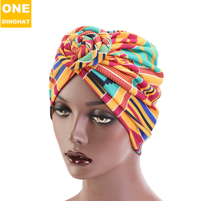 European and American Popular Bohemian Vortex Flower Turban Hat Ethnic Style Knotted Hat Retro Fashion Hat