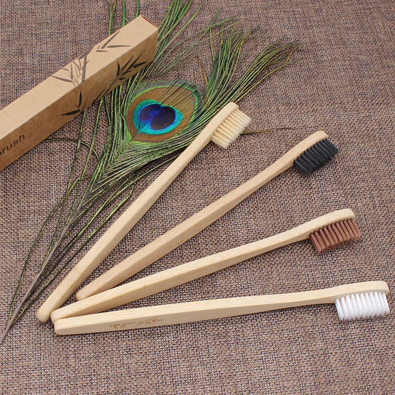 Bamboo toothbrush hotel homestay log brush bamboo carbon wool sharpened wire non-disposable toothbrush source manufacturers spot
