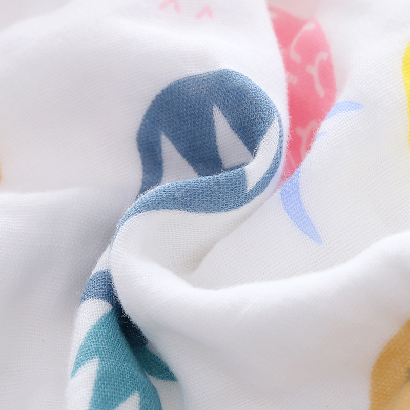 25*25 high density six layer baby towel small square towel cartoon printing wash face small square towel wash towel foreign trade