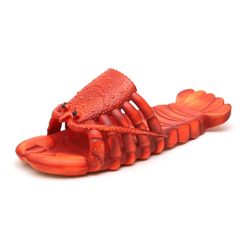 Summer Male and Female Couple Sandals Cartoon Lobster Slippers Funny Crayfish Beach Slippers