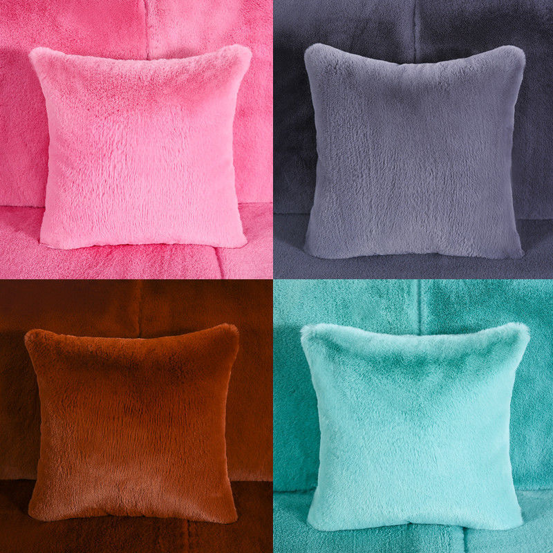 One-piece delivery solid color imitation rabbit fur pillow car pillow heart-shaped sofa waist Pillow sofa seat short plush cushion